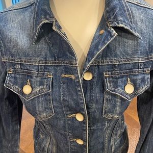 Trf  Denim with retro buttons distressed denim jacket size small